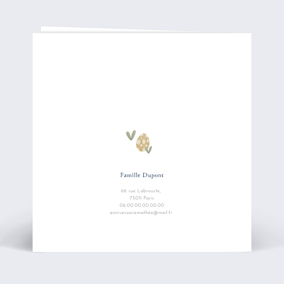 Invitation anniversaire enfant Grand Chiffre Dinosaure Verso