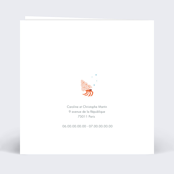 Invitation anniversaire enfant Sous l'Océan Verso