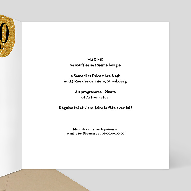 Invitation Anniversaire Ballon Intérieur Droit