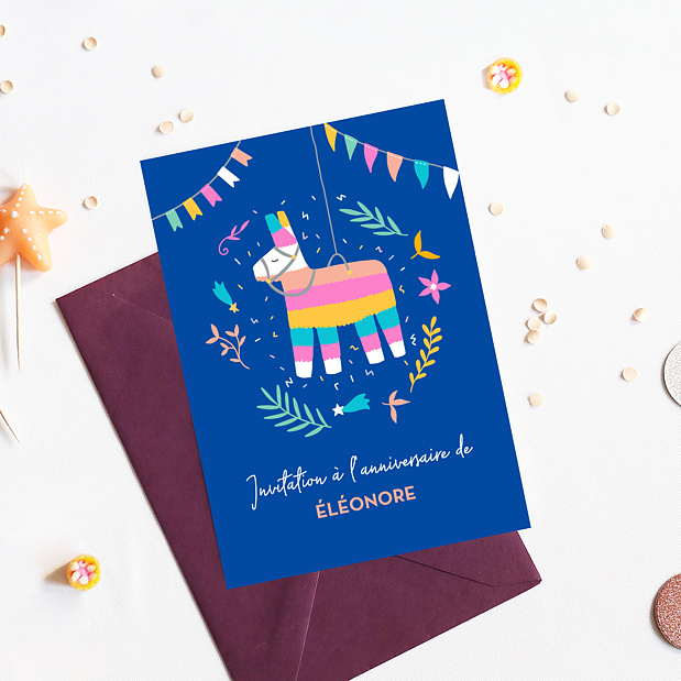 Invitation anniversaire enfant Lama Pinata