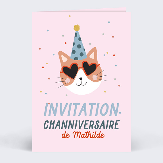 Invitation Anniversaire Enfant Chat Festif