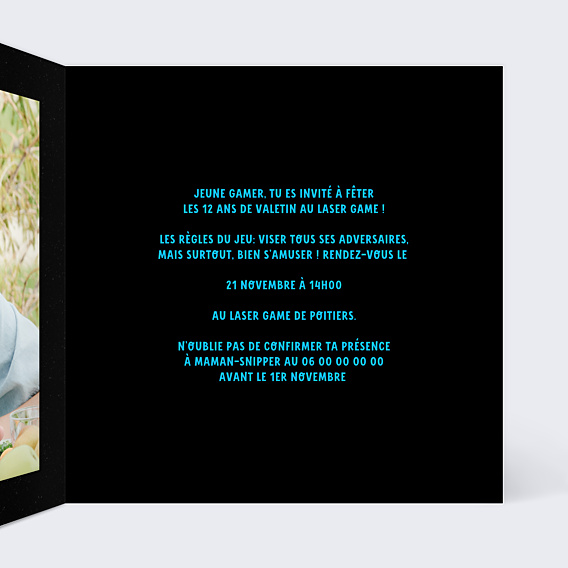 Invitation Anniversaire Enfant Laser Game Coloré