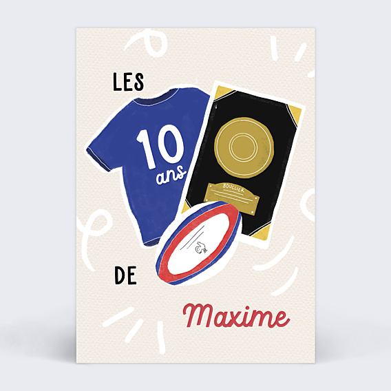 Invitation Anniversaire Enfant Champion Rugby