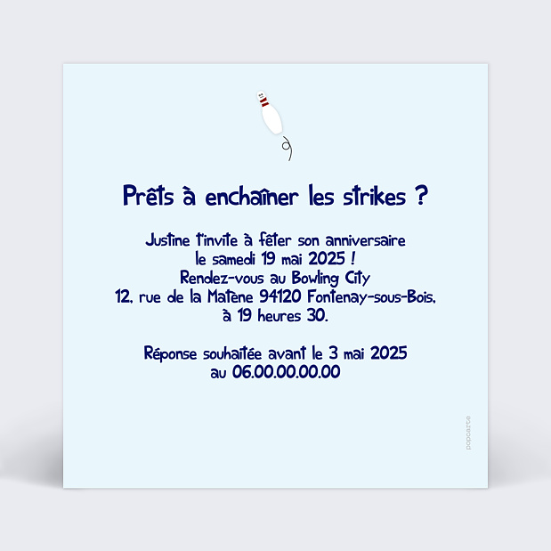 Invitation Anniversaire Bowling Popcarte Invitation Anniversaire Bowling Popcarte