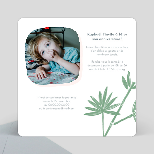 Carte d'Invitation Anniversaire Enfant Koala Original Verso
