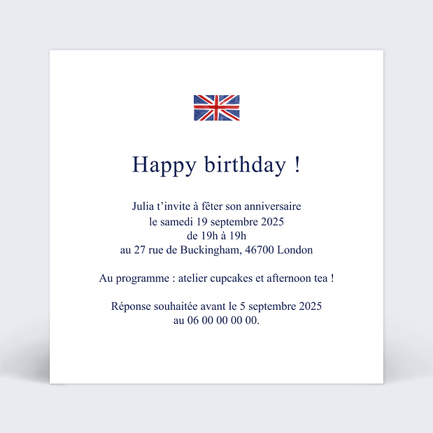 Invitation Anniversaire London Popcarte
