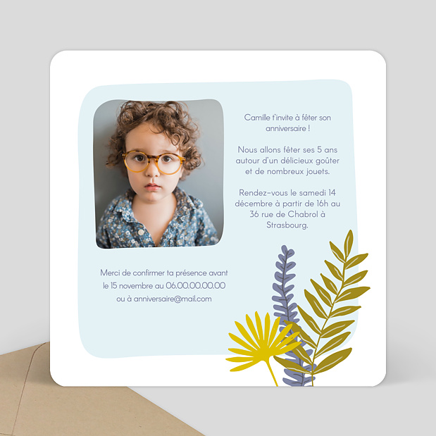 Carte invitation anniversaire Paresseux original Verso