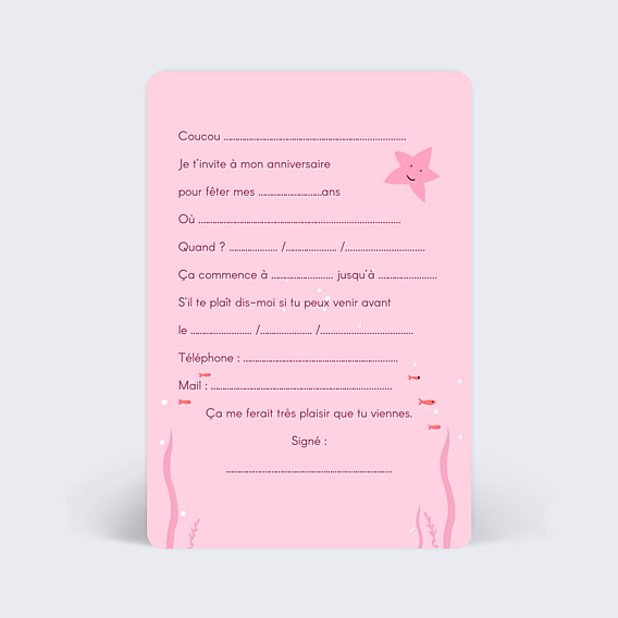 Invitation Anniversaire Enfant Petite Sirène