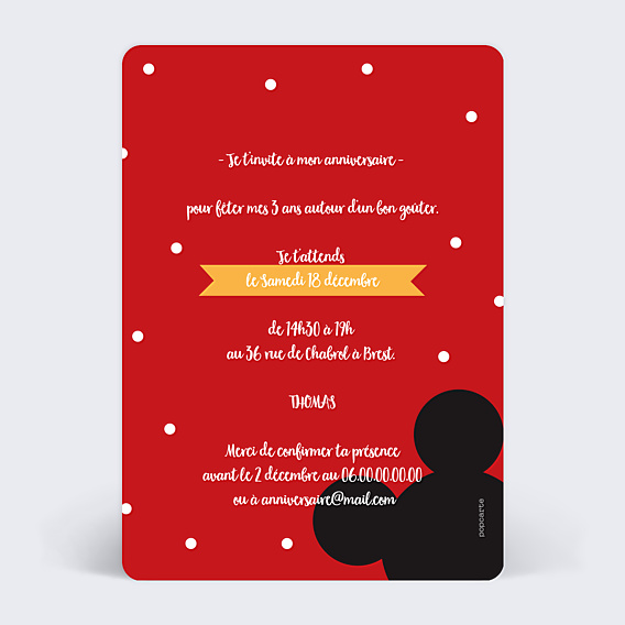 Invitation Anniversaire Enfant Mickey