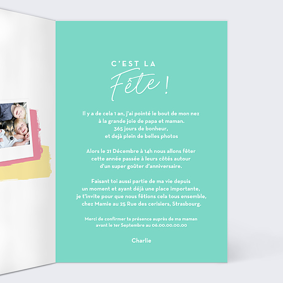 Invitation Anniversaire Enfant Gâteau d'Anniversaire