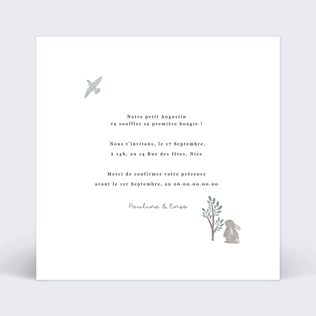Invitation Anniversaire Enfant Ourson Verso