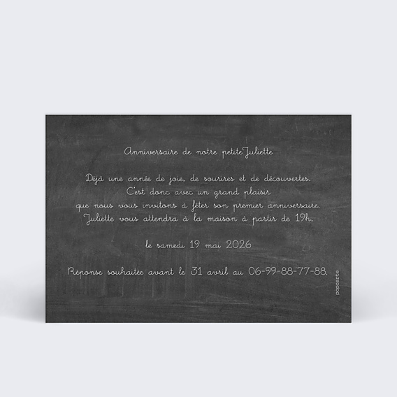 Invitation Anniversaire Enfant Ardoise Élégante