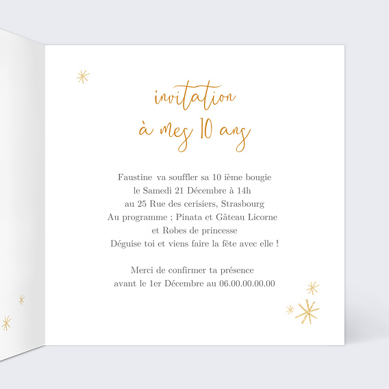 Invitation anniversaire enfant Anniversaire Festif Intérieur Droit