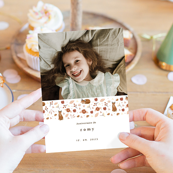 Invitation anniversaire enfant Frise Renard Après 1