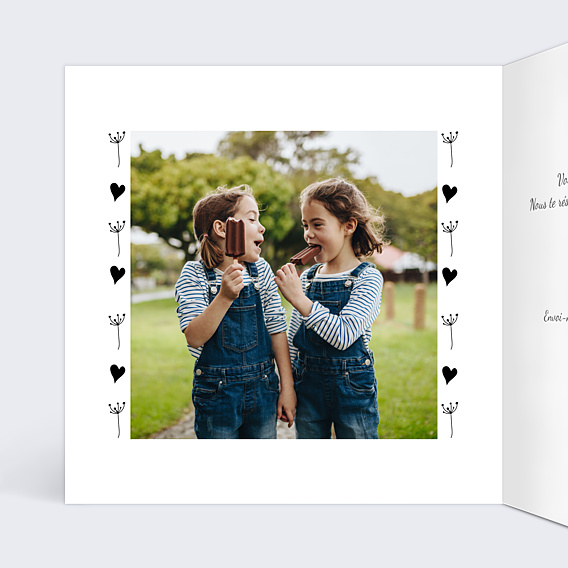 Invitation Anniversaire Enfant Coeur Bucolique Dorure