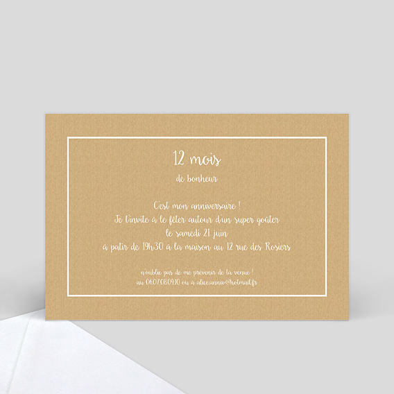 Invitation anniversaire enfant Jolis Cadres Verso