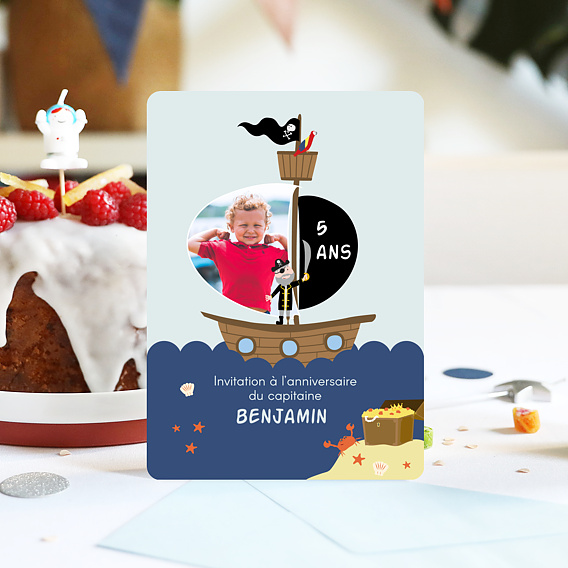 Invitation anniversaire enfant Bateau Pirate Après 1