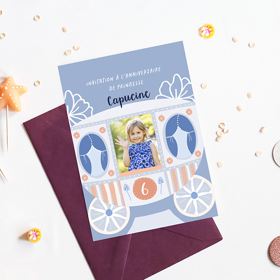 Invitation anniversaire enfant Carrosse de Princesse Après 1