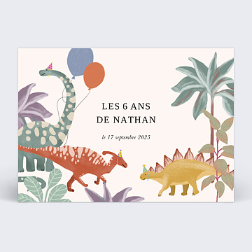 Invitation Anniversaire Enfant Dinosaures Festifs