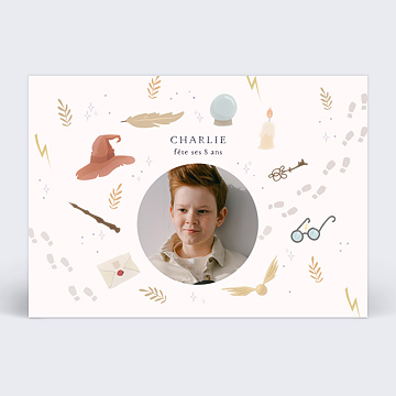 Carte d'Invitation Anniversaire Enfant 7 ans - Popcarte