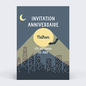 Invitation Anniversaire Enfant Ville de Super Héros