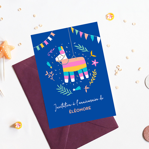 Invitation anniversaire enfant Lama Pinata Après 1