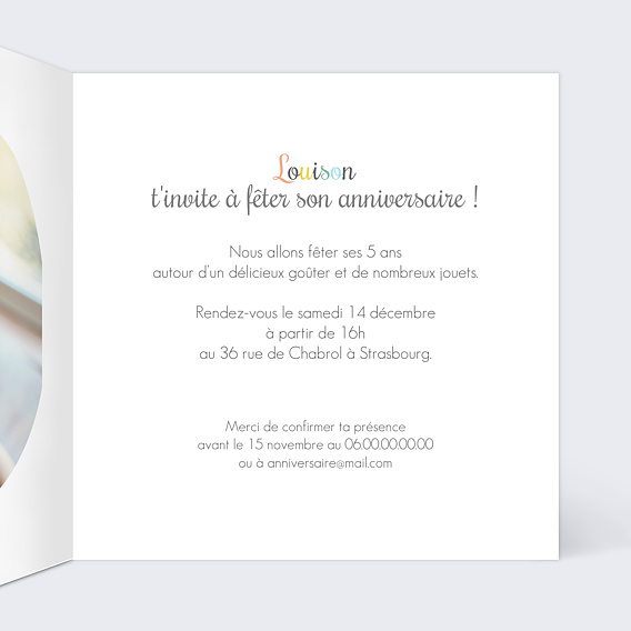 Invitation anniversaire enfant Petit chat au crayon Intérieur Droit