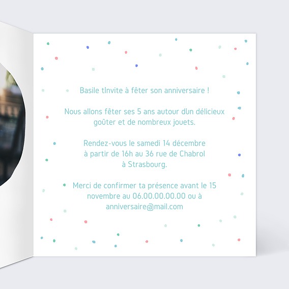 Invitation anniversaire enfant Dinosaures Intérieur Droit