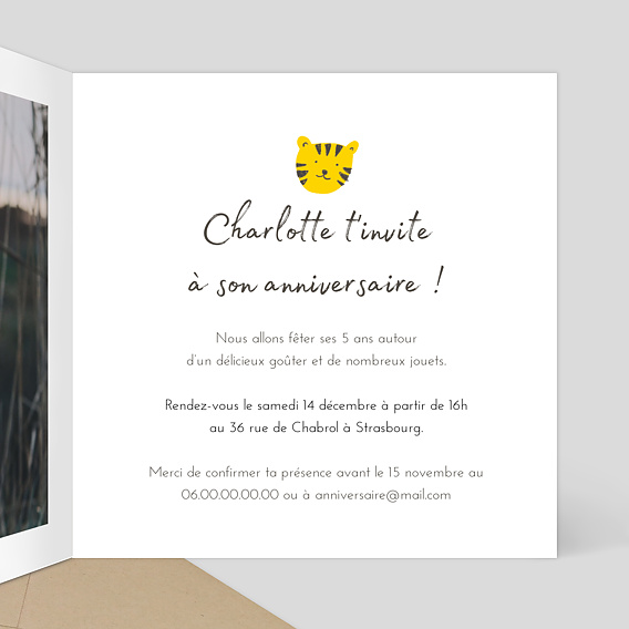 Invitation anniversaire enfant Graouu Intérieur Droit