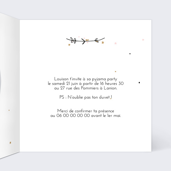 Invitation anniversaire enfant Jolie Princesse Intérieur Droit