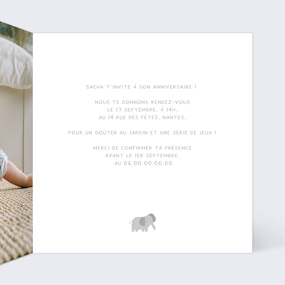 Invitation anniversaire enfant Jungle Original Intérieur Droit