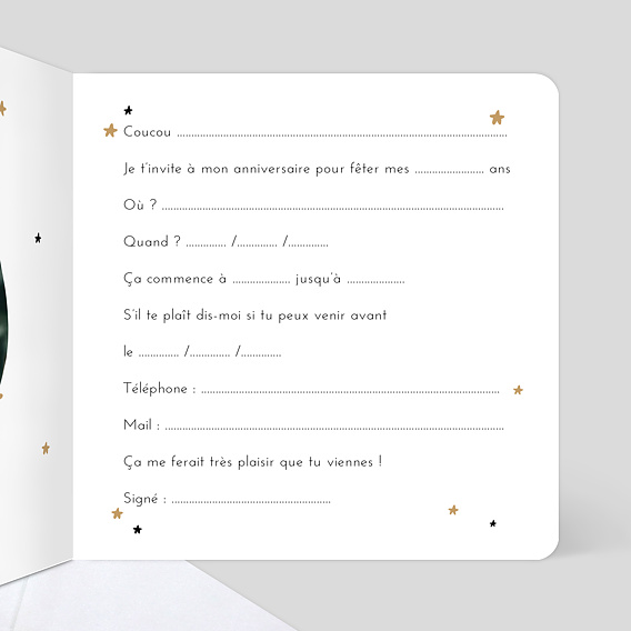 Invitation anniversaire enfant Licorne Étoilée Intérieur Droit