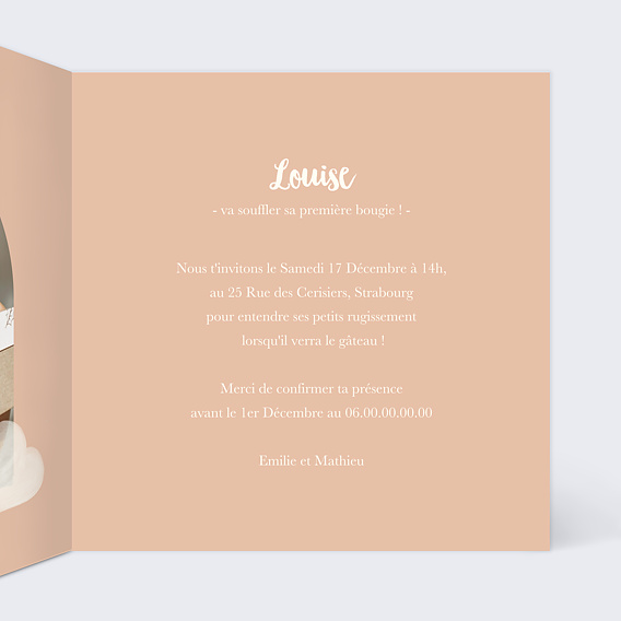 Invitation anniversaire enfant Petit Arc-en-ciel Intérieur Droit