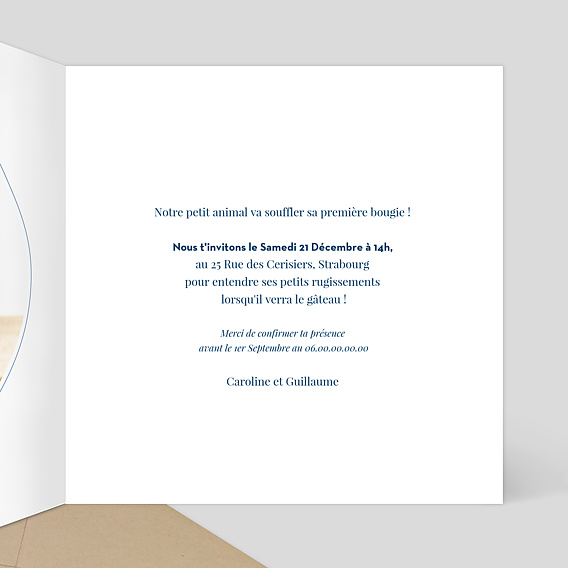 Invitation anniversaire enfant Renard Intérieur Droit