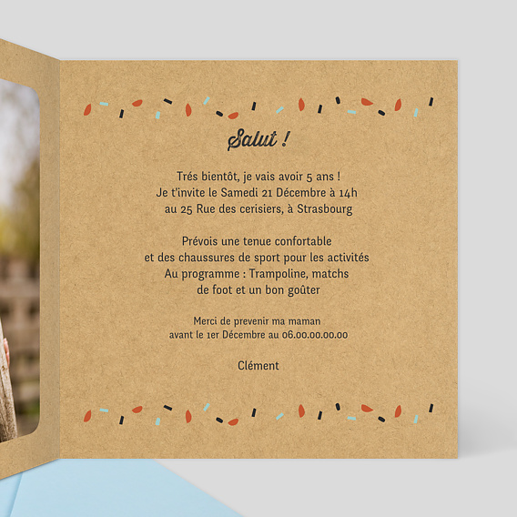 Invitation anniversaire enfant Tipi Indien Intérieur Droit