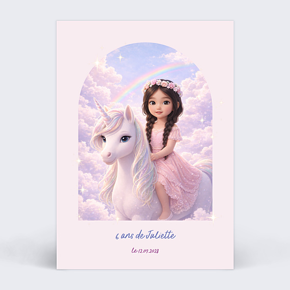 Invitation Anniversaire Enfant Portrait avec licorne