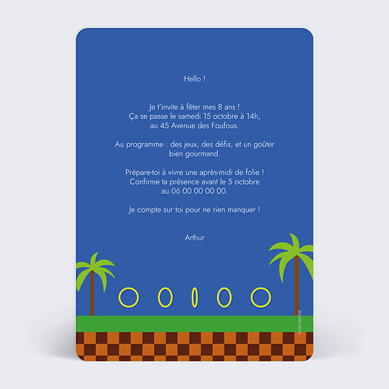 Invitation Anniversaire Enfant Vitesse Supersonique