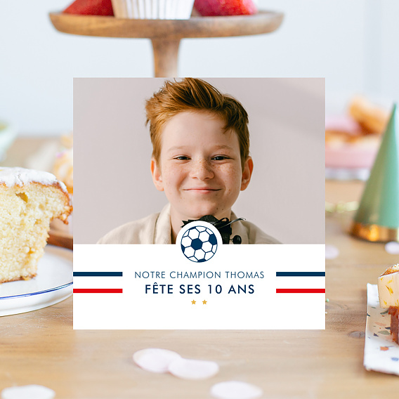 Invitation anniversaire enfant Champion Après 1