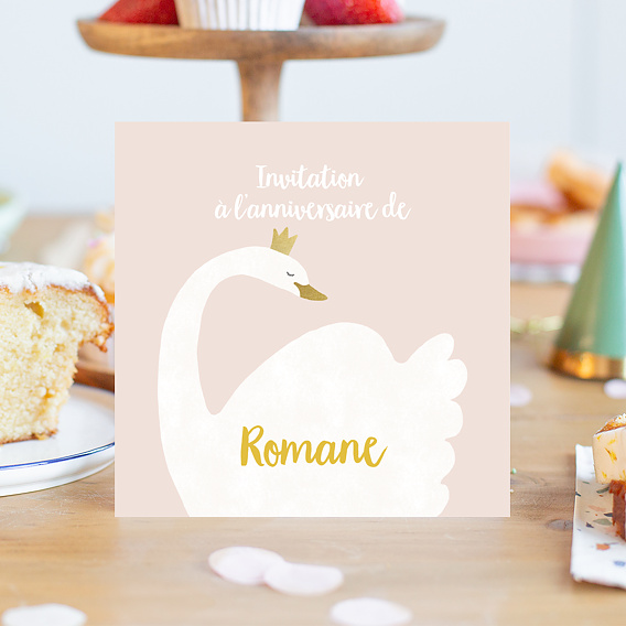 Invitation anniversaire enfant Cygne Après 1