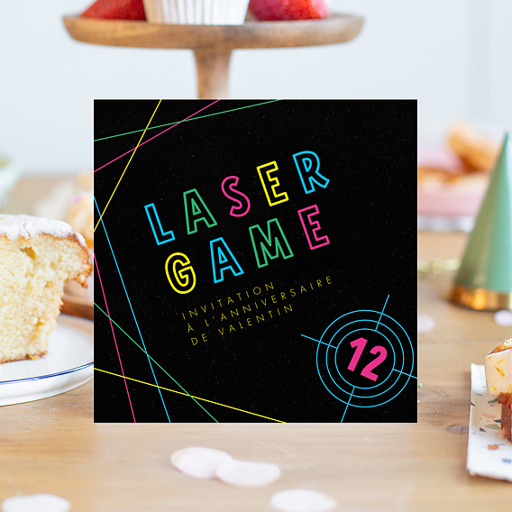 Invitation Anniversaire Enfant Laser Game Coloré