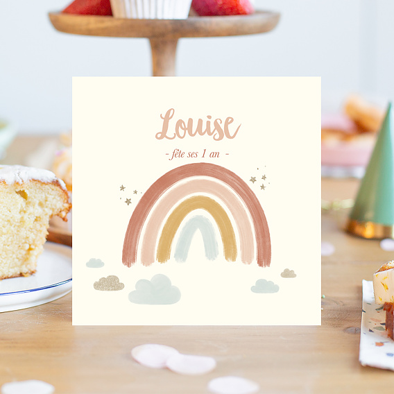 Invitation anniversaire enfant Petit Arc-en-ciel Après 1