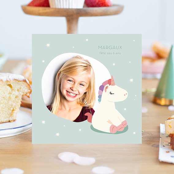Invitation anniversaire enfant Petite Licorne Après 1