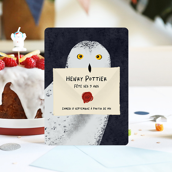 Invitation anniversaire enfant Chouette Magique Après 4