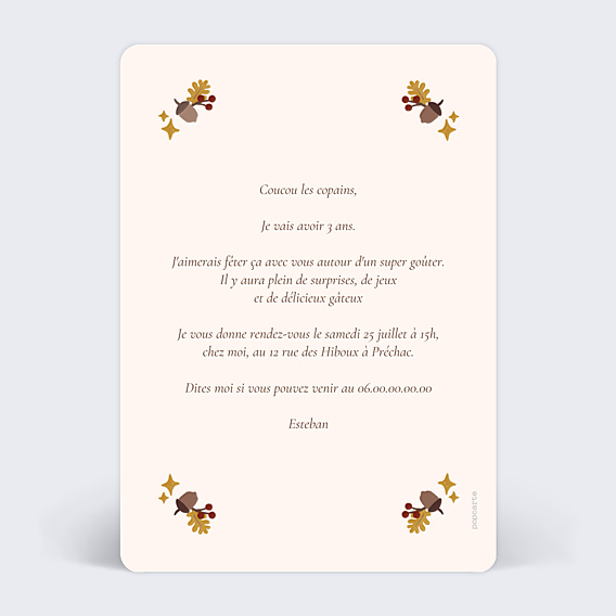 Invitation Anniversaire Enfant Bois Magique