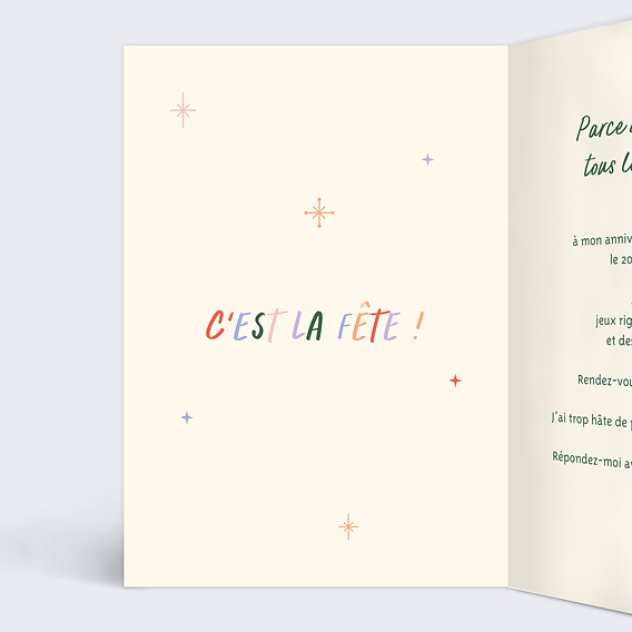 Invitation anniversaire enfant C'était Avant Intérieur Gauche