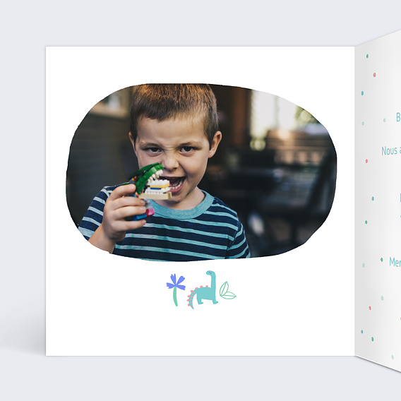 Invitation anniversaire enfant Dinosaures Intérieur Gauche
