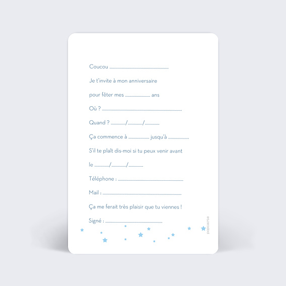 Invitation anniversaire enfant Bal de Princesse Verso