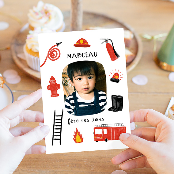 Invitation anniversaire enfant Alerte Feu Après 4