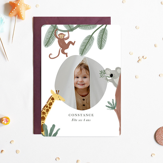 Invitation anniversaire enfant Amis de la jungle Après 1