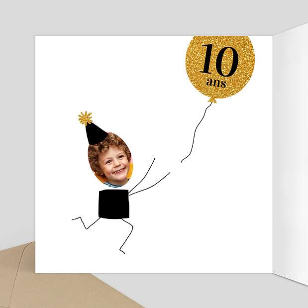 Invitation Anniversaire Ballon Intérieur Gauche